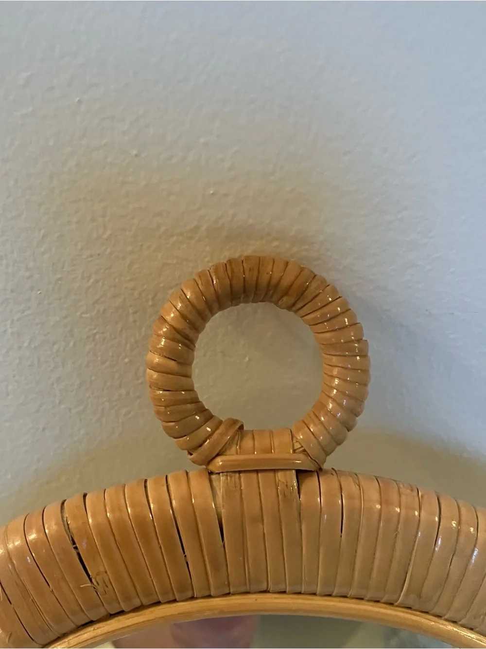 VTG Round Rattan Wicker Mirror Hanging Boho MCM Gallery Wall Nautical Cottage